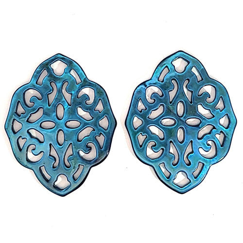 Ohrpendler Perlmutt Ornamental, petrol  - 2