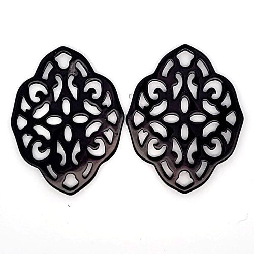 Ohrpendler Perlmutt Ornamental, schwarz  - 2