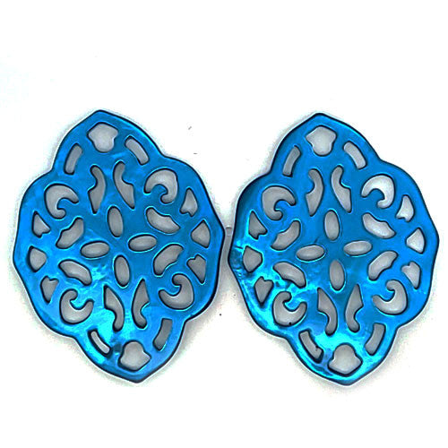 Ohrpendler Perlmutt Ornamental, türkis  - 2