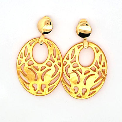 Ohrpendler Perlmutt Oval, dunkelgelb  - 1