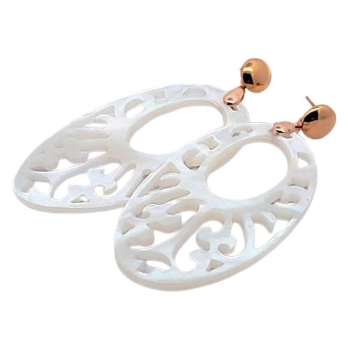 Ohrpendler Perlmutt Oval groß, weiß  - 1