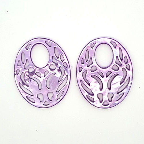 Ohrpendler Perlmutt Oval, lila  - 2