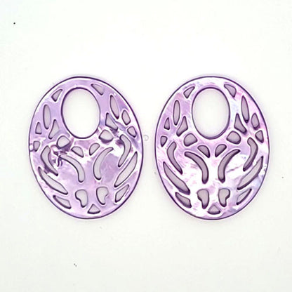 Ohrpendler Perlmutt Oval, lila  - 2