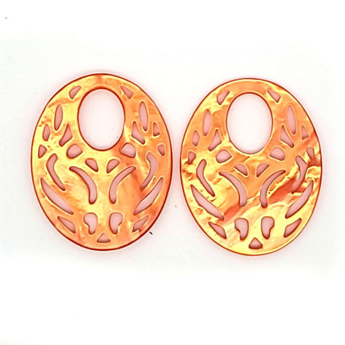 Ohrpendler Perlmutt Oval, orange  - 2