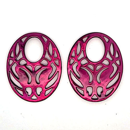 Ohrpendler Perlmutt Oval, purple  - 3