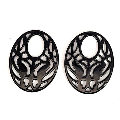 Ohrpendler Perlmutt Oval, schwarz  - 2