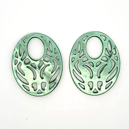 Ohrpendler Perlmutt Oval, seegrün  - 3