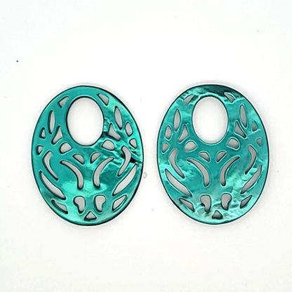 Ohrpendler Perlmutt Oval, smaragdgrün  - 3