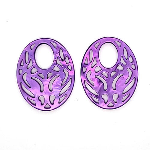 Ohrpendler Perlmutt Oval, violett  - 2