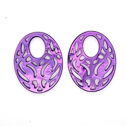 Ohrpendler Perlmutt Oval, violett  - 2