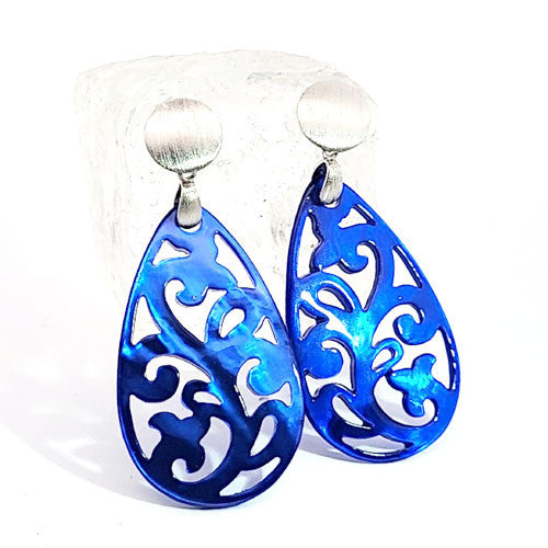 Ohrpendler Perlmutt Tropfen, azurblau  - 1