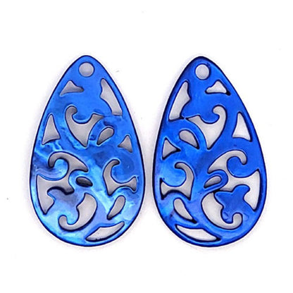 Ohrpendler Perlmutt Tropfen, azurblau  - 4