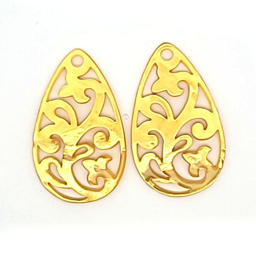 Ohrpendler Perlmutt Tropfen, gelb  - 2