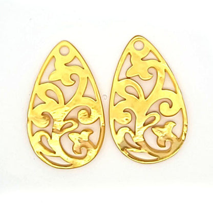 Ohrpendler Perlmutt Tropfen, gelb  - 2