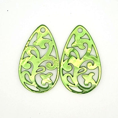 Ohrpendler Perlmutt Tropfen, hellgrün  - 2