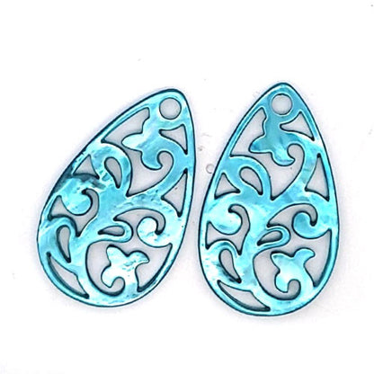 Ohrpendler Perlmutt Tropfen, helltürkis  - 2