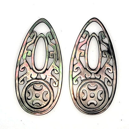 Ohrpendler Perlmutt Tropfen lang, Tahiti  - 3