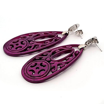 Ohrpendler Perlmutt Tropfen lang, purple  - 2