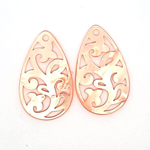 Ohrpendler Perlmutt Tropfen, peach  - 1