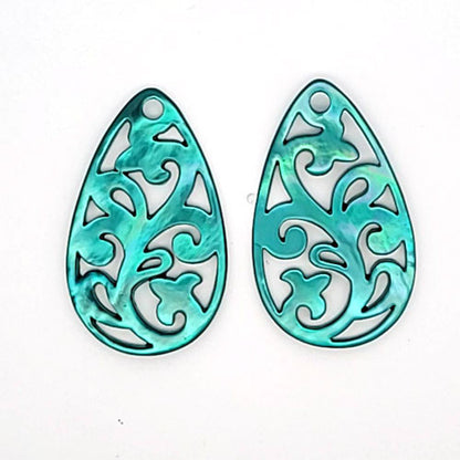 Ohrpendler Perlmutt Tropfen, petrol  - 2