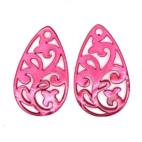 Ohrpendler Perlmutt Tropfen, pink  - 2