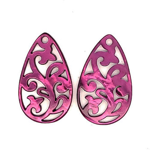 Ohrpendler Perlmutt Tropfen, purple  - 5