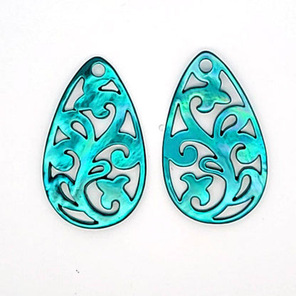 Ohrpendler Perlmutt Tropfen, türkis  - 2