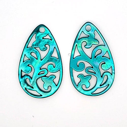 Ohrpendler Perlmutt Tropfen, türkis  - 2