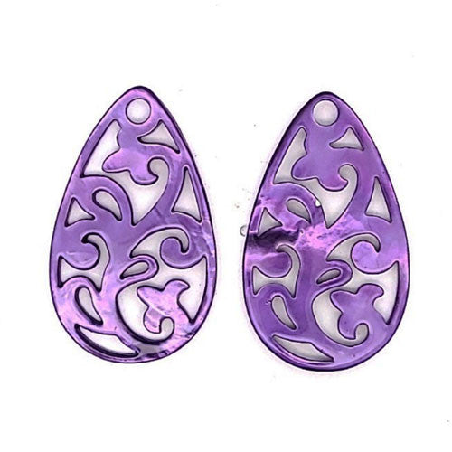 Ohrpendler Perlmutt Tropfen, violett  - 4