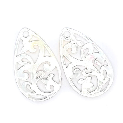 Ohrpendler Perlmutt Tropfen, weiß  - 2