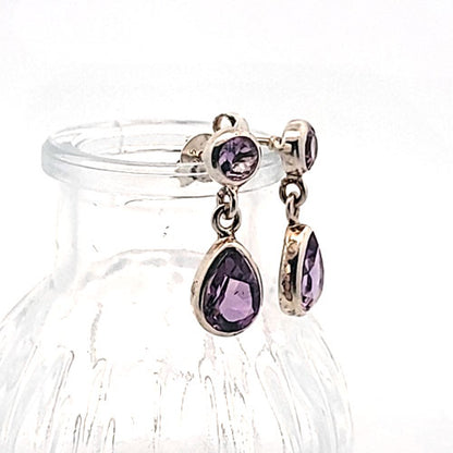 Amethyst faceted earrings in silver