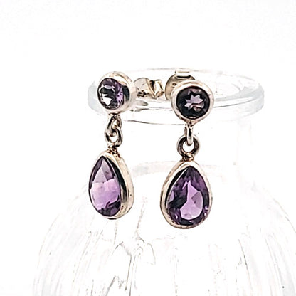 Amethyst faceted earrings in silver