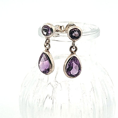 Amethyst faceted earrings in silver