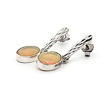 Earrings precious opal faceted with silver rhodium-plated plug