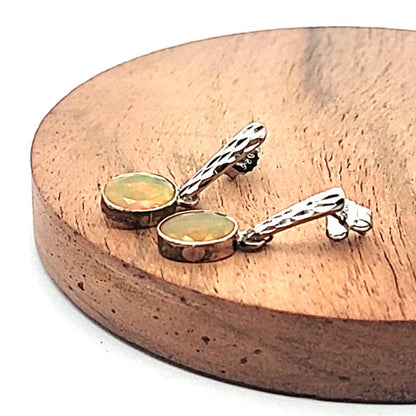 Earrings precious opal faceted with silver rhodium-plated plug