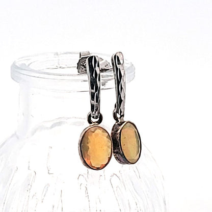 Earrings precious opal faceted with silver rhodium-plated plug