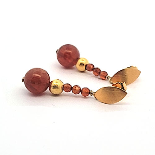 Grossular (garnet orange) earrings in silver gold-plated