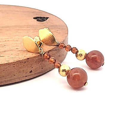 Grossular (garnet orange) earrings in silver gold-plated