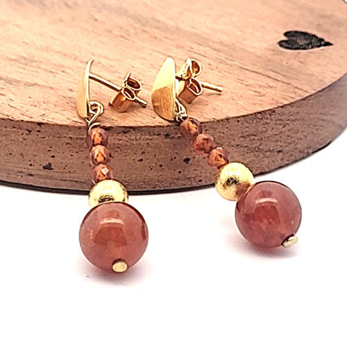 Grossular (garnet orange) earrings in silver gold-plated