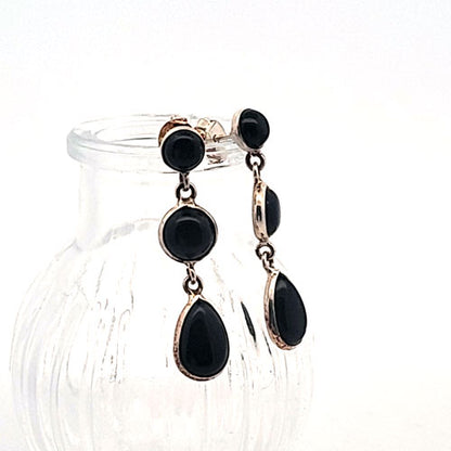 Earrings Onyx Triple in silver