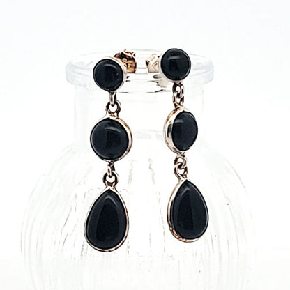 Earrings Onyx Triple in silver