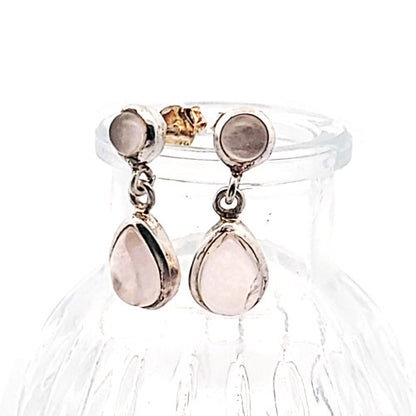 Rose quartz earrings in silver