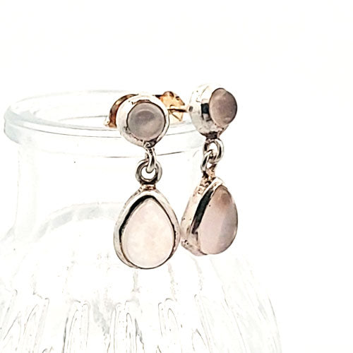 Rose quartz earrings in silver