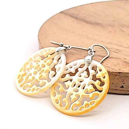 Ohrringe Perlmutt natur-weiß Steindesign - 1