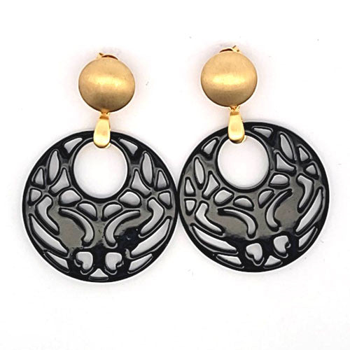 Ohrringe Perlmutt schwarz  - 1