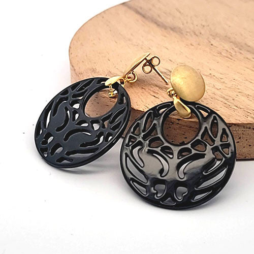 Ohrringe Perlmutt schwarz  - 3