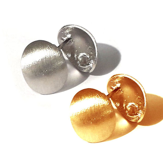 Ohrstecker-Patent oval matt mit Öse, silber