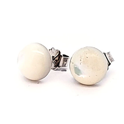 Ohrstecker mit Perlmutt weiß und Ösen  - 1