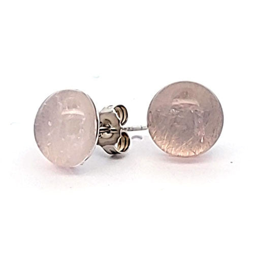 Ohrstecker mit Rosenquarz und Ösen  - 1