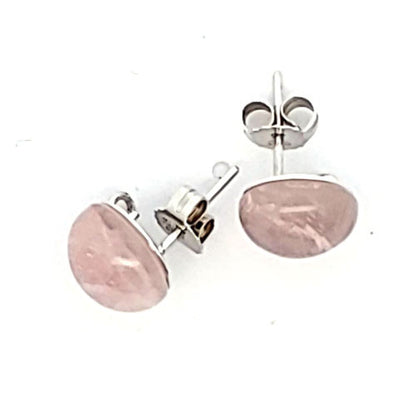 Ohrstecker mit Rosenquarz und Ösen  - 2